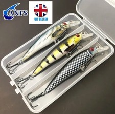 3 Stück + Box Minnow Vobler Angelköder Hart Kunstköder 3D Augen 11 cm 13 G