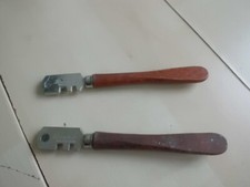 2 x Silberschnitt Glaßschneider Kreismesser HM mit Holzgriff