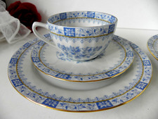 2 Gedecke  Tee-Kaffee 3tlg. China Blau Kronester  Bavaria Germany neuwertig