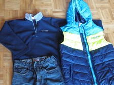 Jeans 146 + Steppweste 146/152 + Fleece-Shirt 140/146