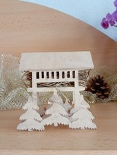 Holz Krippe Rehe Wald Laubsägearbeit Weihnachtsberg Weihnachtsdeko Raufe Winter