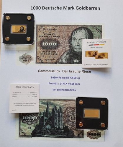 Goldbarren 1000 mark 500 - 1000, 1/500