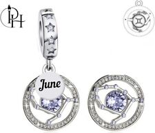 Zwillinge Sternzeichen Charm 925 Sterling Silber Juni Geburtsstein Geburtstagszeichen Hänger