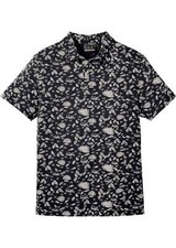 Neu Poloshirt Gr. 48/50 (M) Schwarz/Weiß Paisley Herrenhemd Baumwoll-Shirt