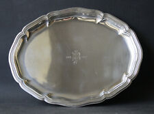 Ovales Tablett dänisch 3 Türme SILBER! 27x21cm Chippendale 258 Gr. sign. SJ +(M)