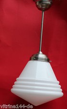 BAUHAUS Pendelleuchte XXL Design 1930 Deckenlampe vernickelt Opalglas Ø 30cm