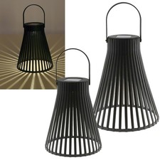 Led Solar Deko-Leuchte schwarz Tisch-Lampe für Garten Terrasse Balkon Design