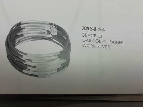 Armband leder grau - grau, sence