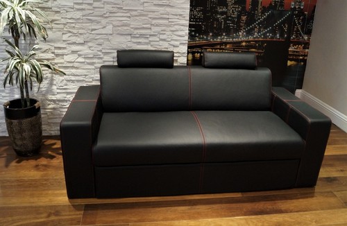 Schwarz echtleder sofa 180cm - echtleder,