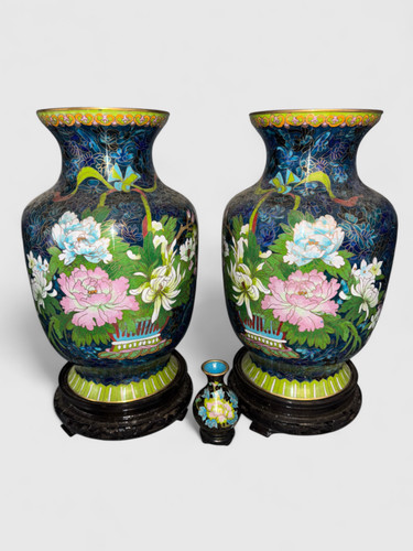 Drei cloisonné vasen paar - vasen, und