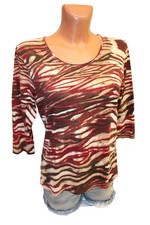 Lea H. Blusenshirt M 38 3/4-Arm Shirt T-Shirt stretchig rot beige Basic Muster