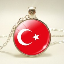 Nationalen flagge Turkei runde glas  Kristall anhänger halskette schmuck für Ges
