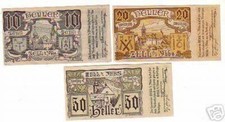 3 Banknoten Notgeld Gemeinde