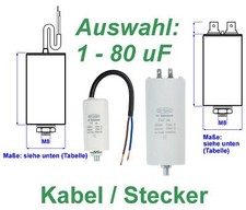 Kondensator Anlaufkondensator Motorkondensator Arbeitskondensator 1µF-80µF 450V