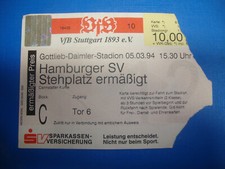 93/94  Ticket VFB Stuttgart HSV Hamburger SV Eintrittskarte Sammler Bundesliga