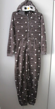 Mädchen Fleece Jumpsuit Overall mit Kapuze Pinguin Onesie guter Zustand 170/176