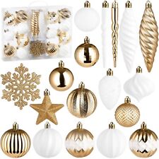 50 Weihnachtskugeln Christbaumkugeln Glitzer Kugeln Eiszapfen Schneeflocken Set