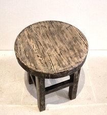 Rund Tisch Hocker massives Holz schwarz Natur Nachttisch Beistelltisch Couch