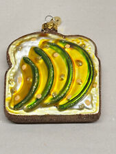 Weihnachtsschmuck Christbaumschmuck Glas Lauscha Glitzer Kugel Toast  Grün Gold