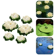6x Schwimmpflanze Seerose Künstliche Lotusblumen Blätter Teich Gartendekoration