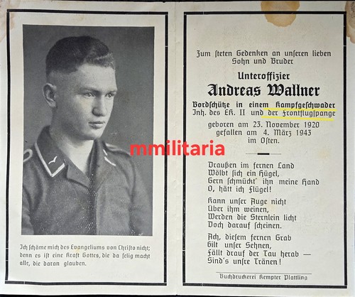 Sterbebild wwii unteroffizier - sterbebild,