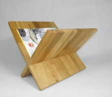 Zeitungsständer Zeitungsablage Zeitschriftenhalter Eiche geölt Holz X-Form