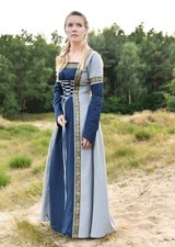 Battle-Merchant Mittelalterkleid Eleanor, blau/blaugrau Wikinger Kleid Kostüm