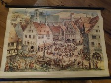 Mittelalterliche Stadt Lehrtafel  Lehrmittel  Rollkarte  Plakat ~ Wandkarte