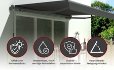 Markise Sunpower 5x3 m anthrazit Gelenkarmmarkise Garten Ausstatung Terasse UV50