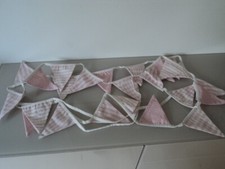 Wimpelkette-Stoff Girlande 5m/24 Wimpel rosa *sehr hochwertig