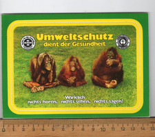 alter Aufkleber/Postkarte : KKH - Umweltschutz Dient Der Gesundheit - 3 Affen