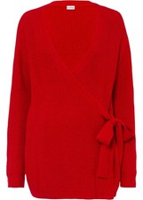 Wickel-Strickjacke Gr. 52/54 Tomatenrot Damen Pulover Langarm Strick-Jacke Neu