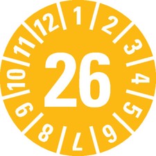 Prüfplakette 26, gelb