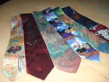 seltenes witziges Krawatten Konvolut 6 Stück Designer reine Seide handbemalt top