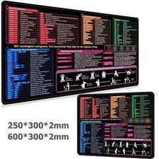 Mauspad Gaming mit Excel Shortcuts Unterlage Deutsch Schreibtischunterlage Neu