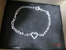 Süßes Armband mit Herz und 6 Diamanten, Silber 925, rhodiniert, 19 mm lang