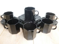 Arcoroc Octime schwarz - 6 Kaffeegedecke 3tlg.