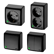 Aufputz-Serie / Lichtschalter / Wechselschalter / Taster / Steckdose / schwarz