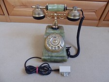 Antik: Onyx Marmor Telefon,Nummernschalter-Telefon mit Doppelläutwerk.