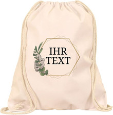 STEMPEL-FABRIK – personalisierbarer Turnbeutel in weiß mit Namen – Motiv Eukalyp
