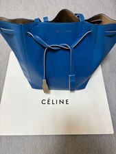 CELINE Phantom Cabas Nilpferd blau Leder Beuteltasche Tasche Handtasche Quast...