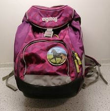 Ergobag Schul+Sport-Rucksack "NachtschwärmBär" pink/violett+ 2 Pferde-Klettis