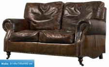 Vintage Leder Design Zweisitzer Klassiker Sofa Wales antik