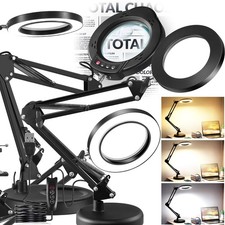 15X 10X Lupe mit Licht Ständer 2-in-1 stufenlos dimmbare LED-Schreibtischlampe