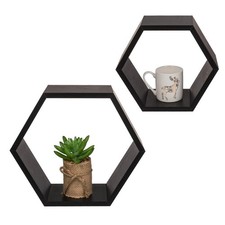 Holz Wandregal Set 6-eckig