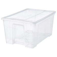 IKEA SAMLA Box mit Deckel transparent Kunststoffkorb neu Tonne 57x39x28 cm 45 Streu
