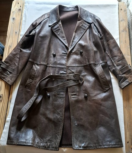 Vintage brauner leder langer - leder,