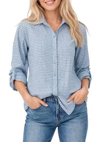 Damen bluse kariert aus - kariert,