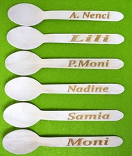 6 Holzlöffel mit Wunschnamen Lasergravur Party Löffel Kindergeburtstag Neu