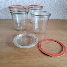 4 Weck Gläser Einmachgläser 290 ml mit Deckel und Gummi Sturzform
